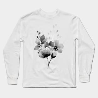 Romantic Floral 2 - BW - Full Size Image Long Sleeve T-Shirt